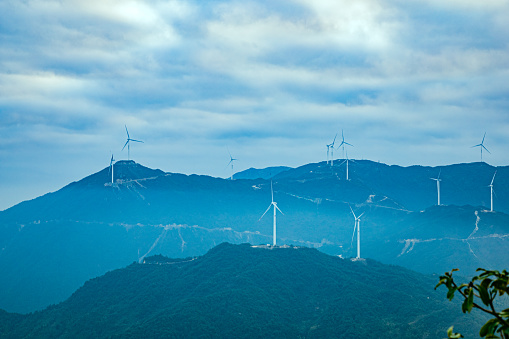 Zhufengding, Ganzhou City, Jiangxi Province - wind turbines on high mountains