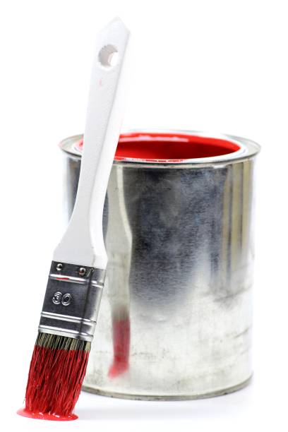 istock bucket with red color paint and brush 1744846142