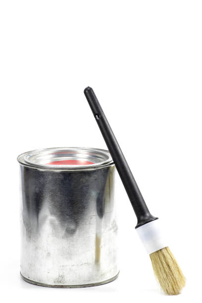 istock bucket with red color paint and brush 1744846143