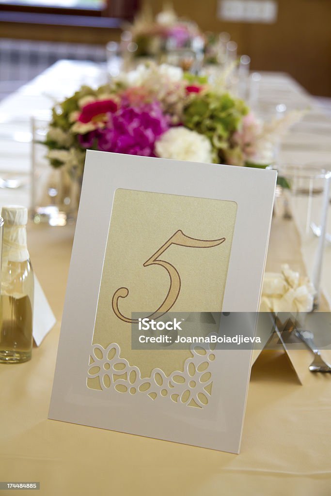 Tables decorated for a party or wedding reception Arrangement Stock Photo