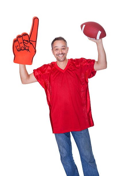istock Happy Man Wearing Foam Finger 174485244