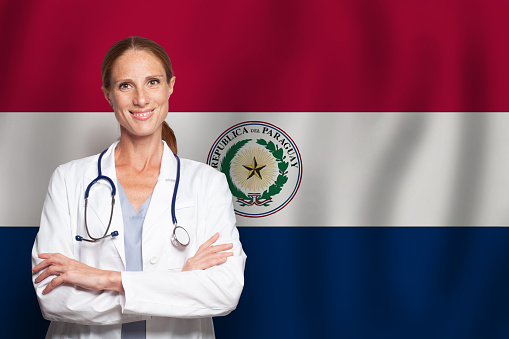 Paraguayan general practitioner doctor gp on the flag of Paraguay