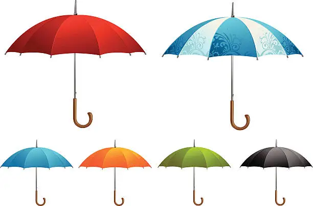 Vector illustration of Set of vector colorful umbrellas