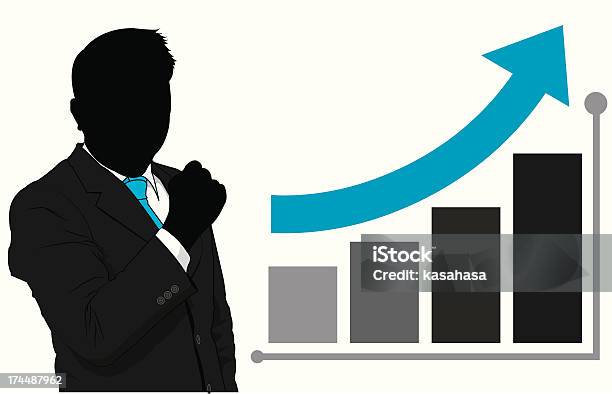 Uomo Daffari E Grafico Di Crescita - Immagini vettoriali stock e altre immagini di Adulto - Adulto, Affari, Analizzare