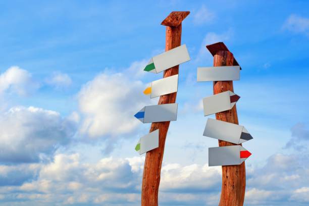 istock Decision making concept. Crossroad sign arrows 1744895047