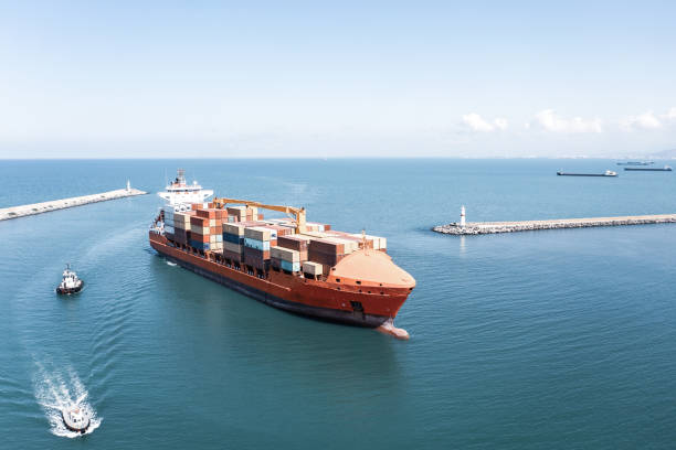 istock Aerial view of Cargo Container ship at sea 1744897331