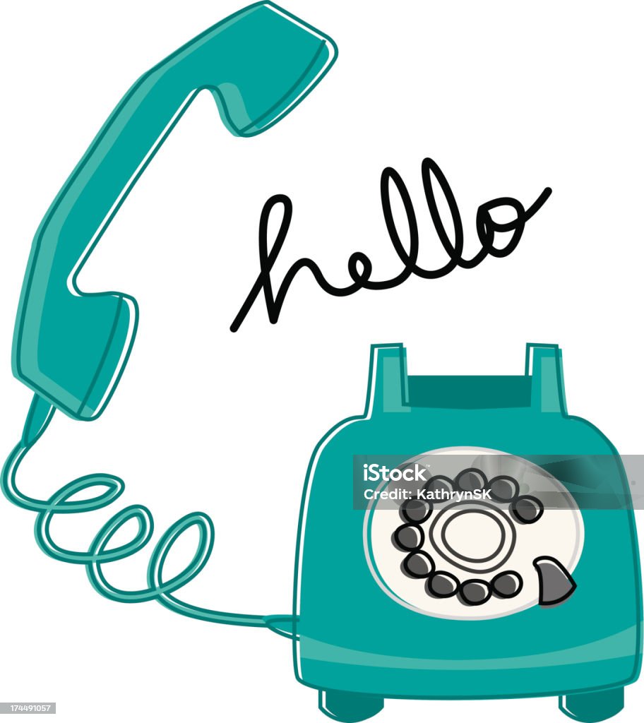 Téléphone rétro dit bonjour, - clipart vectoriel de Téléphone - Équipement de télécommunication libre de droits