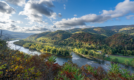 Overlook in southern New River Gorge National Park during the fall season in the Appalachian Mountains of West Virginia, USA.