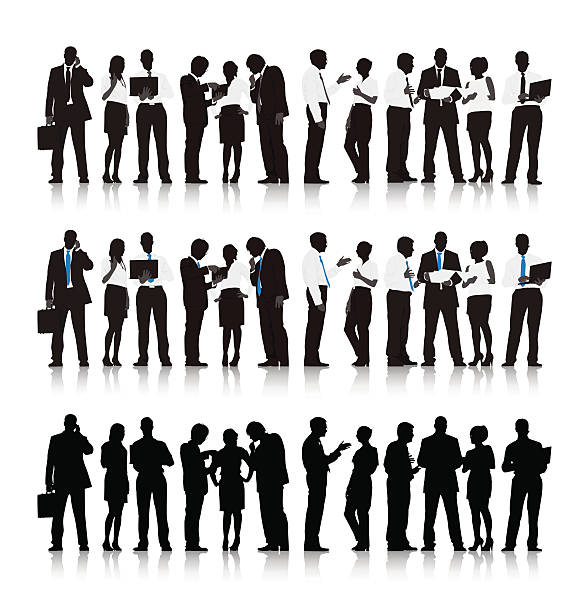 Vector of Multi-ethnic Business people  shadow team business business person stock illustrations