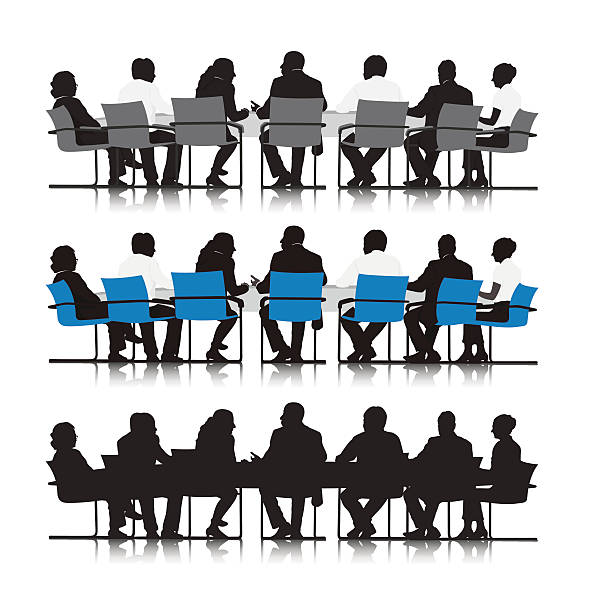 ilustrações de stock, clip art, desenhos animados e ícones de vetor de reunião de pessoas de negócios na mesa - women white background caucasian isolated