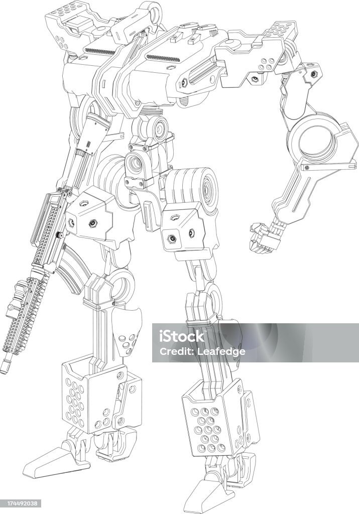 Oryginalny design robot [ Szkic ilustracji ] - Grafika wektorowa royalty-free (Automatyczny)