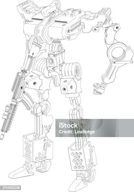 Oryginalny Design Robot Szkic Ilustracji - Stockowe grafiki wektorowe i więcej obrazów Automatyczny - Automatyczny, Biały, Broń
