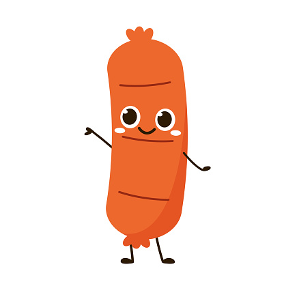 istock Sausage character design. Sausage on white background. 1744950078