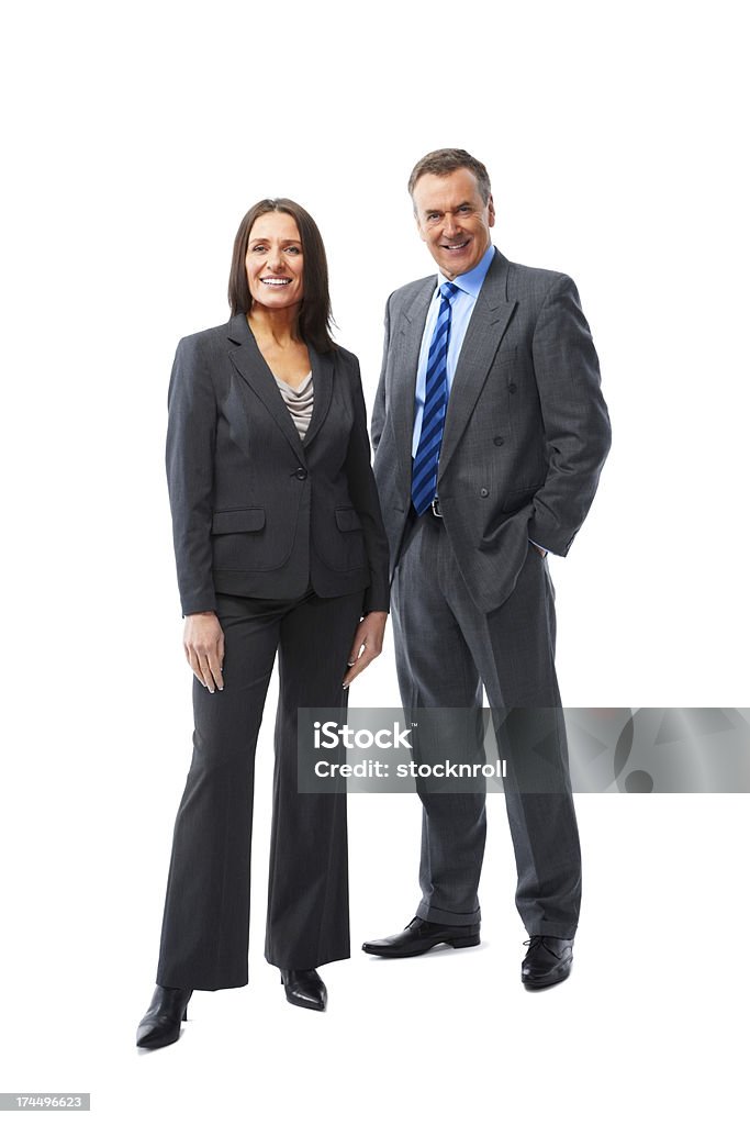 Dois parceiros de negócios, em pé juntos em branco - Foto de stock de Figura para recortar royalty-free