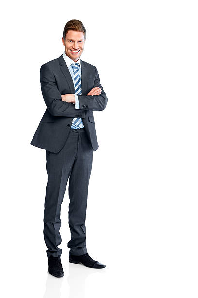 istock Businessman standing with his arms folded on white 174498760