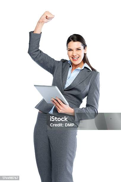 Foto de Executivo Feminino Com Tablet Pc Expressar Seu Sucesso e mais fotos de stock de Figura para recortar