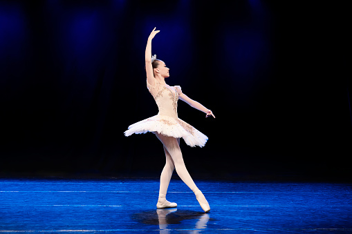 Young teenager dancing variation of Dulcinea on Don Quixote ballet. Canon Mark IV.