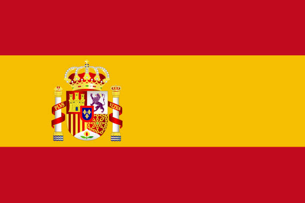 флаг испании, вектор 10 эп. - coat of arms nobility lion spain stock illustrations