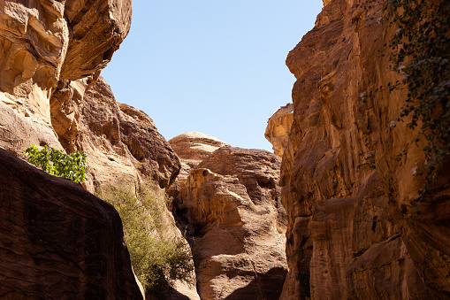 1.5 kilometer-long canyon that leads to the Nabataean city of Petra, Unesco - World Heritage Site - near Wadi Musa, Jordan