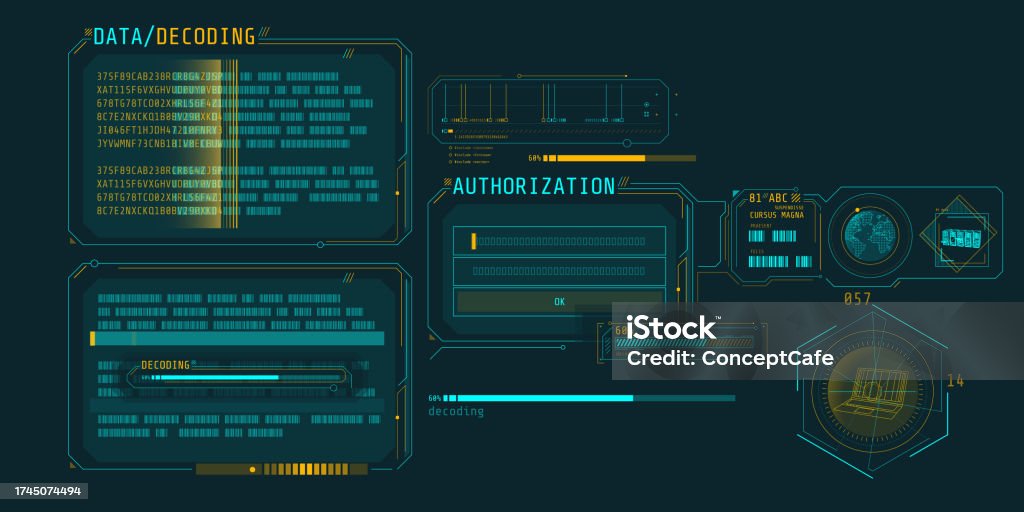Data Decoding Program Screen With Authorization Window Stock ...