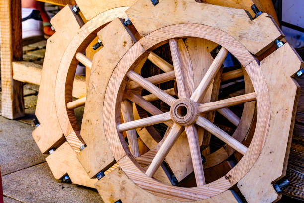 istock antique wooden wheel - close up 1745087029
