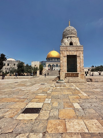 A view of Sabil Qaitbay and The Dome of the Rock from the yards of Al-Aqsa Mosque, Jerusalem, Palestine. •09 May 2023•