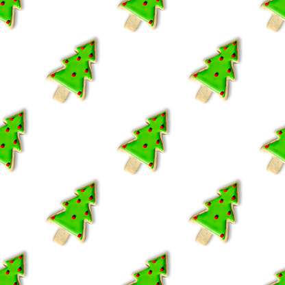 A Christmas Cookie Repeating Pattern Background Wallpaper has been created using festive decoratively iced Christmas Cookies