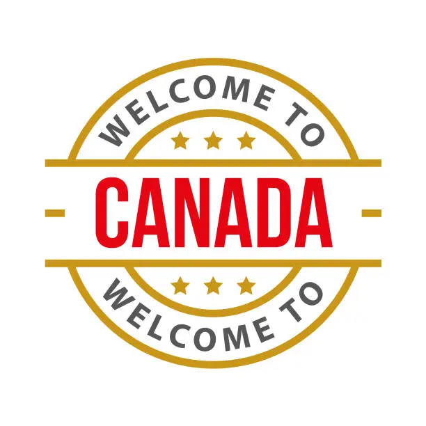 Vector illustration of Welcome to Canada. Vector Stamp with text isolated on white background, Icon, Illustration, Emblem, Label, Badge