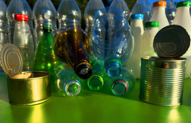 istock Plastic Recycling. Tin can and plastic Bottle Caps for Recycling. 1745182273
