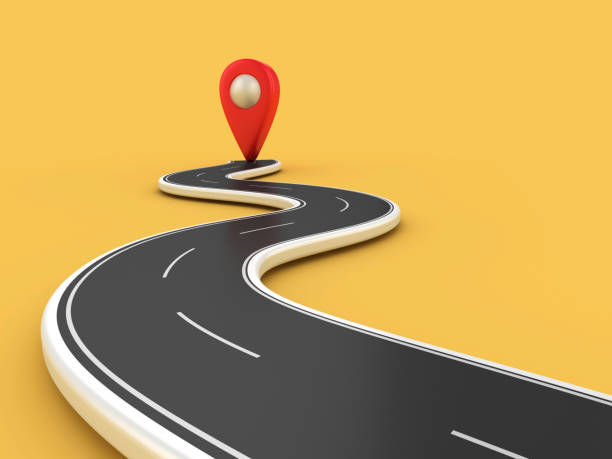 istock Winding 3D Road with GPS Marker 1745201502