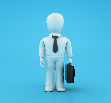 Cartoon Business Character - Color Background - 3D Rendering