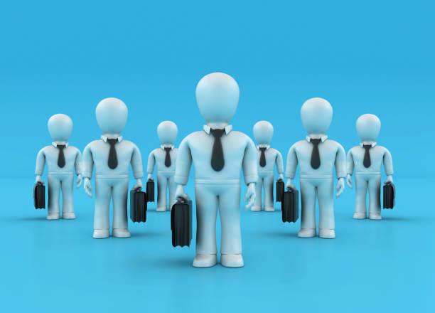 Cartoon Business Characters Teamwork - Color Background - 3D Rendering