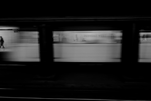 Monochrom camera photography. Underground station in Toronto. Authentic shoot no AI