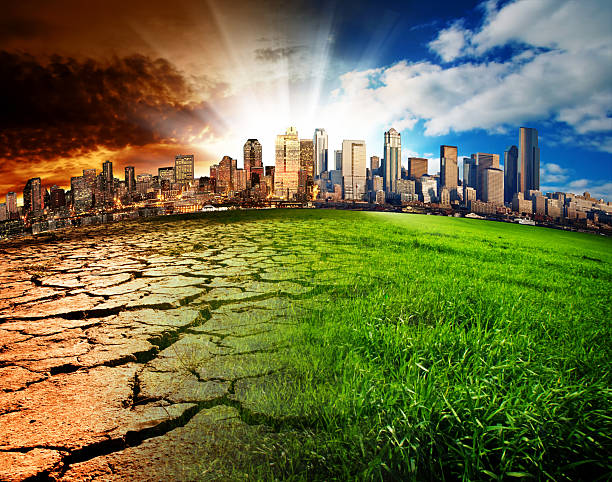 Global Disaster A city showing the effect of Climate Change environmental damage photos stock pictures, royalty-free photos & images