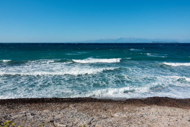 istock Rough sea in Mathraki island on a windy summer day, Greece 1745260937