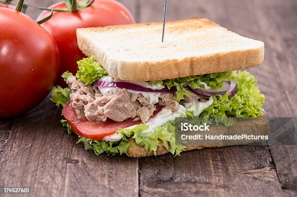 Tuna Sandwich On Wood Stock Photo - Download Image Now - Tuna Salad Sandwich, Fish, Mayonnaise