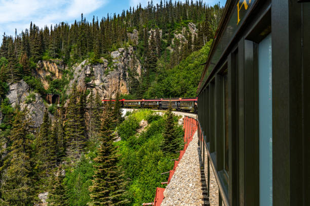 istock White Pass Summit excursion tour train in the mountains, Alaska, USA. 1745303541