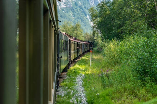 istock White Pass Summit excursion tour train in the mountains, Alaska, USA. 1745304601