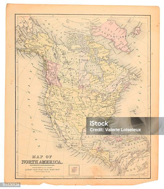 Mapa Da América Do Norte - Fotografias de stock e mais imagens de Mapa - Mapa, Fora de moda - Estilo, Antigo