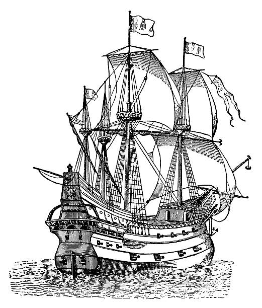 ilustrações, clipart, desenhos animados e ícones de galeão - galleon