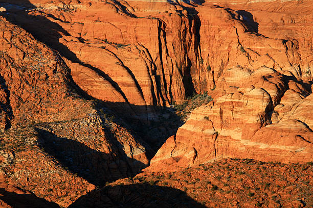 Snow Canyon "Close-up of rocks and cliffs of Snow Canyon State Park, Utah." snow canyon state park stock pictures, royalty-free photos & images