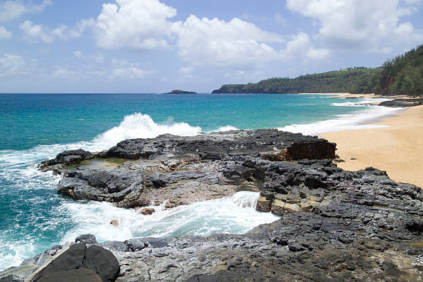 istock Waves breaking on rocky shoreline in Hawaii 174531660