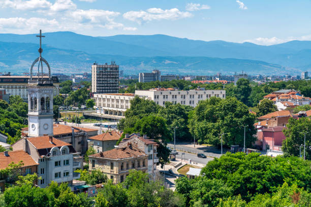 A captivating view of Plovdiv, Bulgaria, showcasing the city's cityscape
