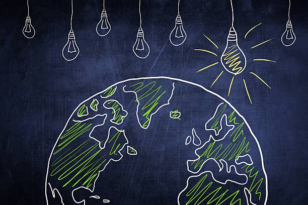 istock Concept world globe sketch with light bulb, ecology idea 174537786