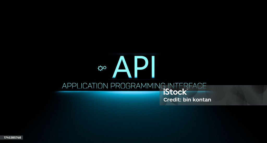 Api Code Bank Banner Api Application Programming Interface Text Concept Neon Api With Gear ...
