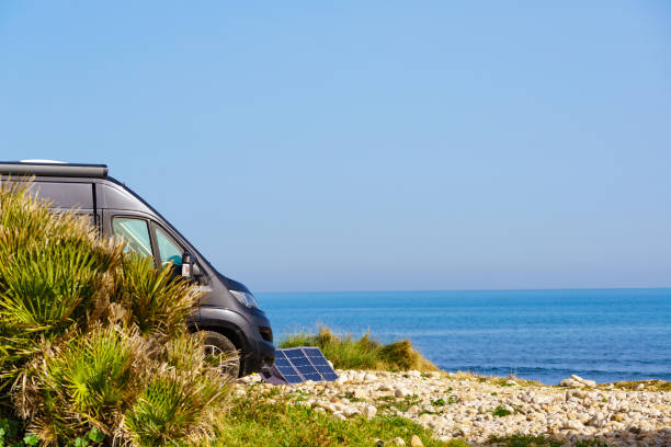 istock Caravan van camping on sea shore 1745409138