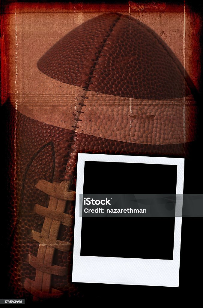 football snapshot Photo on a grunge backdrop for football American Football - Ball Stock Photo