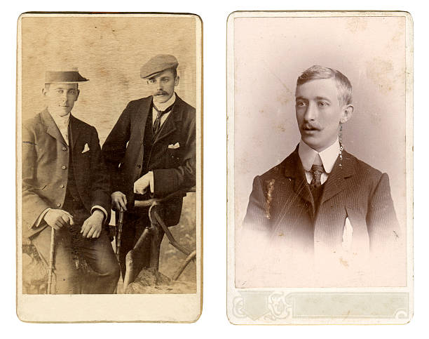 Vintage gentlemen Two vintage photos of men from the late victorian and early edwardian period. edwardian style photos stock pictures, royalty-free photos & images