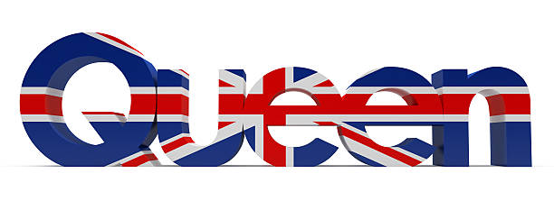 istock 3D Queen word with UK flag 174544555