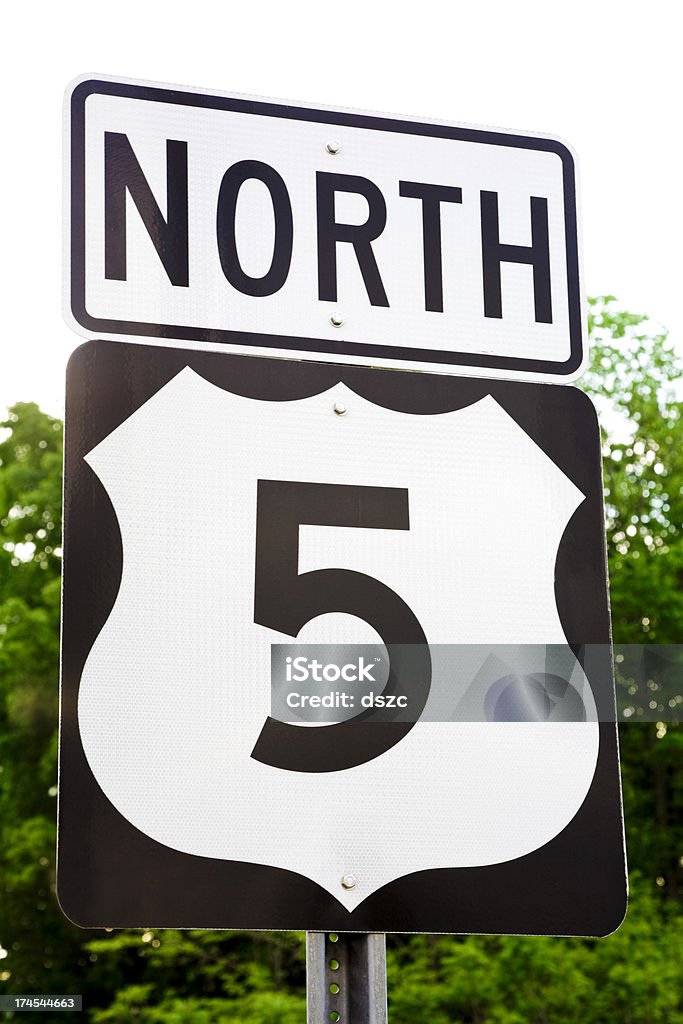 US Highway 5 North sign Vermont, northeast USA, New England US route 5 north highway sign in Vermont, east coast, New England Adventure Stock Photo